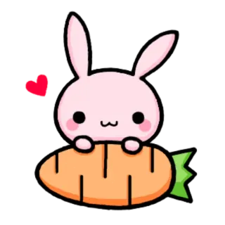 😘 lapin, carotte, mignon, dessin animé, animal, coeur whatsapp sticker