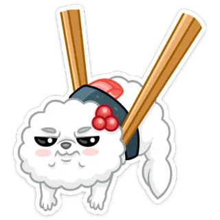 😕 собака, суши, животное, еда, милый, палочки telegram sticker