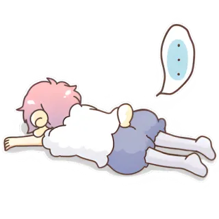 🫠 悲しい, 睡眠, アニメ, 疲れ, 横たわる whatsapp sticker