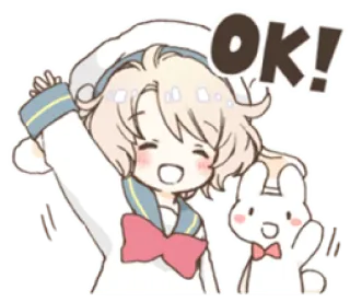 🌬 OK! ok, lindo, conejo, personaje, saludando whatsapp sticker