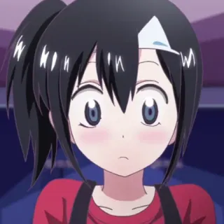 🩸 anime, girl, cute, red shirt, dark hair telegram sticker