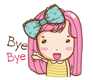 👋 Bye Bye Cartoon, Niedlich, Mädchen, Winken, Auf Wiedersehen, Abschied telegram sticker