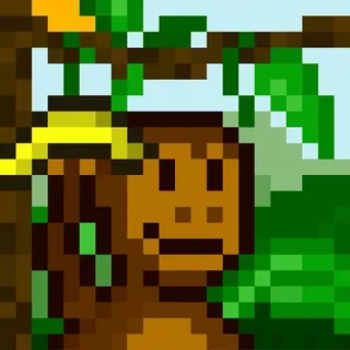π monkey, tree, banana, pixel art telegram sticker