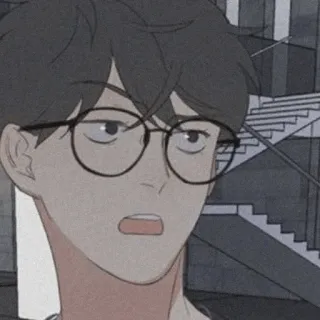 💱 mężczyzna, okulary, anime, kreskówka, zaskoczony, wyraz telegram sticker