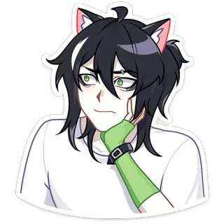 😐 Аниме, Кошачьи ушки, Мультфильм, Персонаж, Наклейка telegram sticker