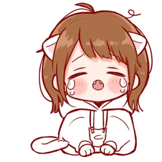 💞 泣く, アニメ, 悲しい, かわいい, 猫, 女の子, 可愛い whatsapp sticker