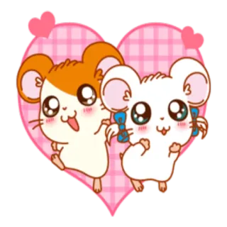 ❤ Chuột hamster, Kawaii, Hoạt hình, Dễ thương, Trái tim, Tình yêu, Tình bạn telegram sticker