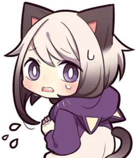 😰 Anime, Chat, Kawaii, Mignon, Manga, Autocollant, Fille, Nerveux whatsapp sticker