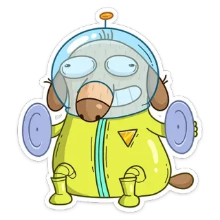 😐 perro, astronauta, espacio, dibujo animado, alien, pegatina, personaje whatsapp sticker