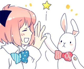👏 Anime, Fofo, Coelho, Toca aqui, Desenho animado, Estrela telegram sticker