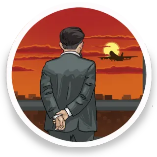 👴 남자, 비행기, 공항, 일몰, 여행, 사업 telegram sticker