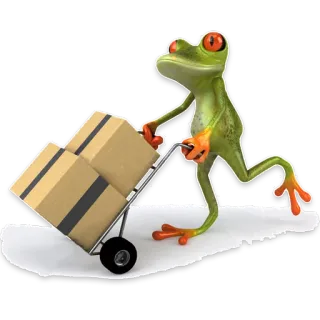😘 żaba, pudła, wózek transportowy, dostawa, przeprowadzka, transport, zwierzę telegram sticker