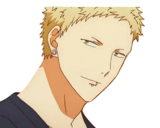 😏 Anime, Kartun, Karakter, Pirang, Pria, Senyum telegram sticker