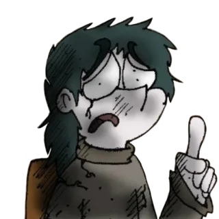 😟 Cartoon, Verdrietig, Boos, Vinger, Gebaar whatsapp sticker