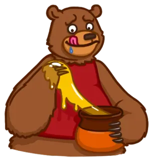 😋 urso, mel, desenho animado, animal, comida telegram sticker