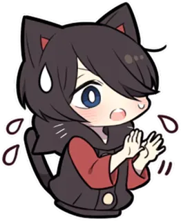 😥 Chibi, Anime, Katzenohren, Schweißtropfen, Besorgt, Süß, Kawaii whatsapp sticker