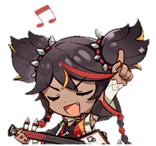 🎸 Xinyan Genshin Impact Anime, Videogame, Personage, Genshin Impact, Xinyan, Muziek, Muzikant, Gitaar telegram sticker