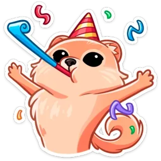 🥳 chó, tiệc, lễ kỷ niệm, dễ thương, hoạt hình, nhãn dán, lễ hội telegram sticker