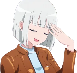 😌 аниме, девушка, белые волосы, куртка telegram sticker