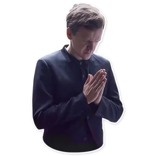 🙏 homem, rezando, formal, sério, respeitoso, terno, mãos juntas, meditação telegram sticker