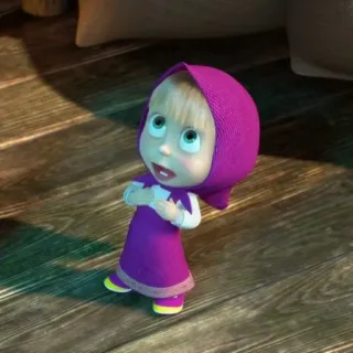🙆‍♀ Masha Masha and the Bear cartoon, meisje, animatie, paars, schattig, kind telegram sticker