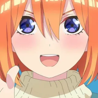 👒 Yotsuba Nakano The Quintessential Quintuplets Anime, Mangá, Fofo, Garota, Desenho animado, Sorrindo, Retrato telegram sticker