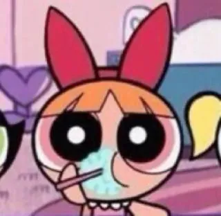 😮 Blossom Powerpuff Girls Мультфильм, Еда, Лапша, Девочка, Персонаж telegram sticker