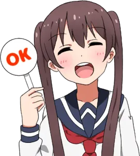 👌 OK anime, girl, ok, approval, positive, happy, cartoon, cute telegram sticker