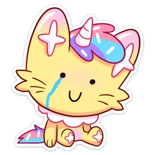 🥲 gato, unicórnio, fofo, kawaii, pastel, animal whatsapp sticker