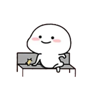 🪃 Hoạt hình, Dễ thương, Nhân vật, Vui vẻ, Ngồi, Kawaii telegram sticker