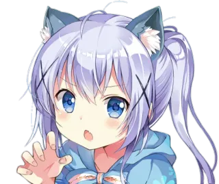 😯 Anime, Fille chat, Mignon, Kawaii, Manga, Dessin animé whatsapp sticker