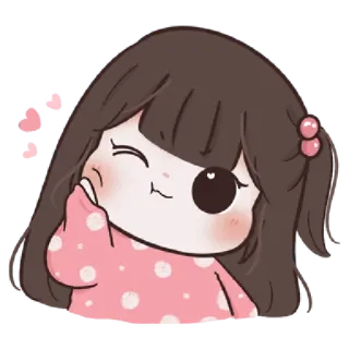 🤪 fofo, menina, kawaii, desenho animado, corações, amor, feliz, chibi telegram sticker
