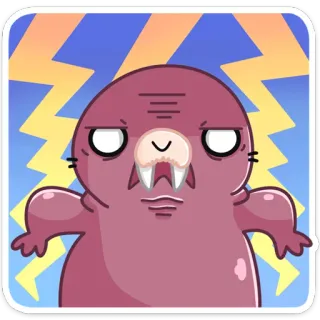 😡 Morsa, Dibujo animado, Animal, Adhesivo, Divertido, Cómic, Mono telegram sticker