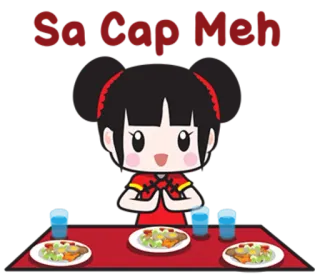 🍛 Sa Cap Meh Mädchen, asiatisch, Essen, süß, Tracht, Tisch telegram sticker