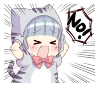 😩 NO! kucing, anime, imut, tidak, ekspresi, anak kucing telegram sticker