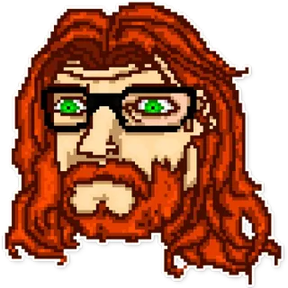 😟 pixel art, hombre, gafas, pelo rojo, barba whatsapp sticker