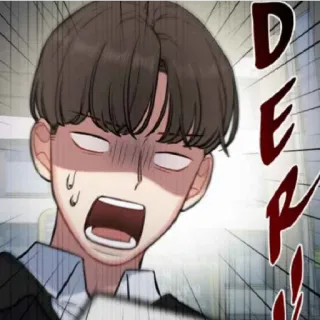 😁 DEAR การ์ตูน, ตกใจ, ผู้ชาย, อนิเมะ, ประหลาดใจ, กลัว, ที่รัก whatsapp sticker