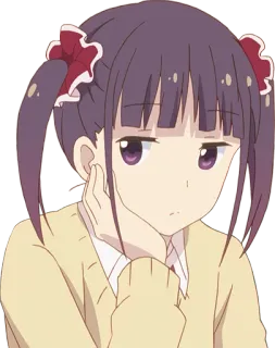 🤨 Garota anime, Mangá, Desenho animado, Personagem, Cabelo roxo, Beicinho, Estudante telegram sticker