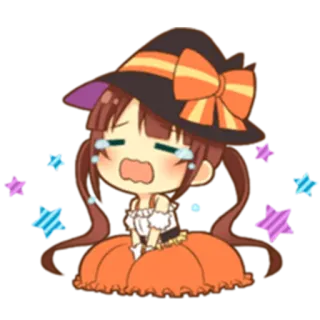 😭 애니메이션, 할로윈, 울음, 마녀, 슬픈 telegram sticker