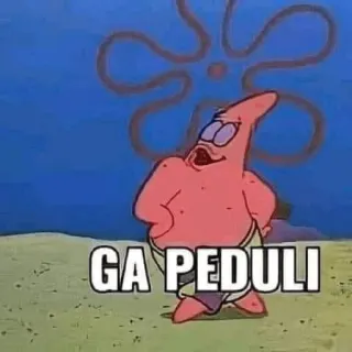 🗿 Patrick Star Spongebob Squarepants GA PEDULI cartoon, spongebob, patrick, indonesian, meme telegram sticker