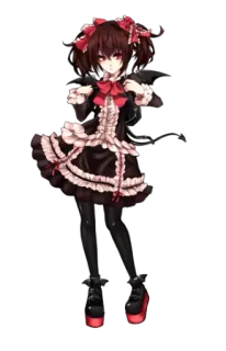 😁 fille anime, gothique, lolita, robe, rouge, noir, ruban, illustration whatsapp sticker