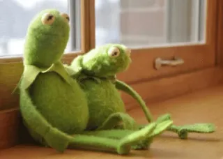 🙁 Kermit カーミット, 人形, 緑, マペット, 座る, 窓 telegram sticker