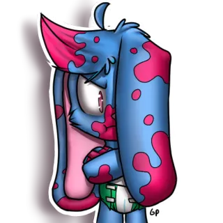 😤 lapin, bleu, rose, dessin animé, animal, mignon telegram sticker