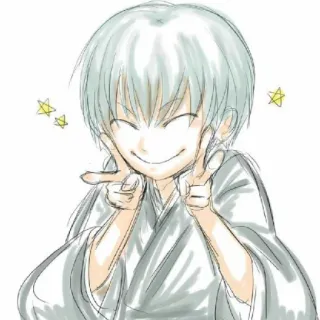 🐍 Anime, Friedenszeichen, lächelnd, Skizze, Cartoon, Kunstwerk telegram sticker
