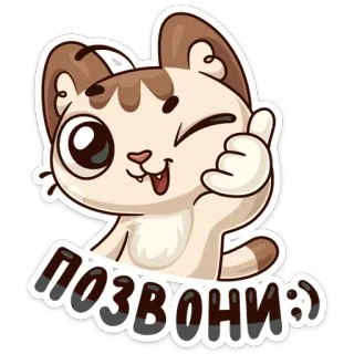 📱 позвони:) gato, llámame, animal, lindo, dibujos animados, emoji whatsapp sticker