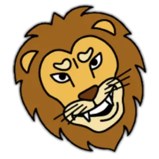 🦁 lion, animal, dessin animé, visage, illustration, mascotte whatsapp sticker