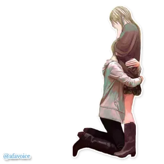 😇 @afavoice anime, przytulanie, para, sztuka telegram sticker