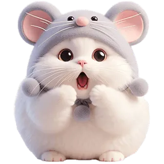 😮 แมว, สัตว์, น่ารัก, คาวาอิ, หนู, การ์ตูน whatsapp sticker
