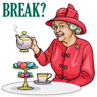 🍰 Queen Elizabeth II BREAK? reina, isabel, té, macarons, real, inglaterra telegram sticker