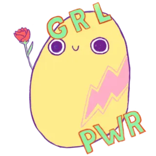 🌷 GRL PWR Girl Power, Феминизм, Роза, Мультфильм, Милый, Расширение прав telegram sticker